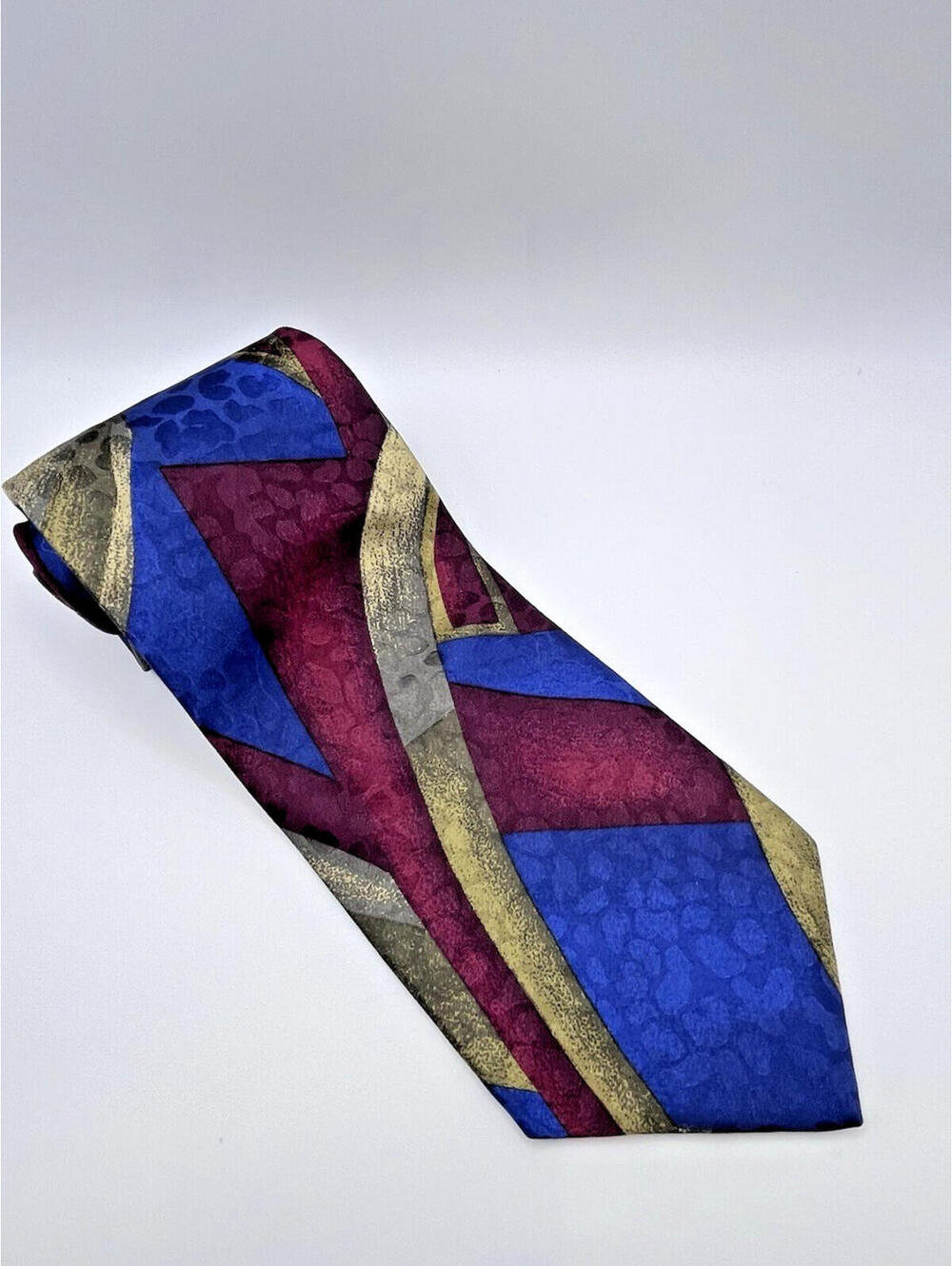 Saville Tie 100% Silk From Italy Made in USA JAG Red Blue Necktie 2938.1